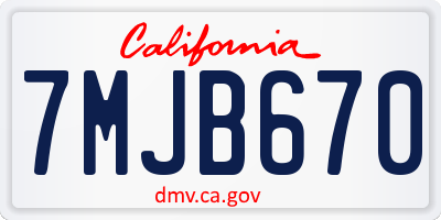 CA license plate 7MJB670
