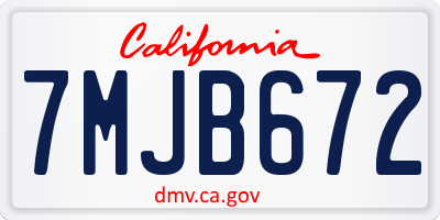 CA license plate 7MJB672