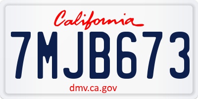 CA license plate 7MJB673