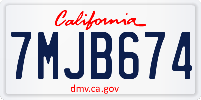 CA license plate 7MJB674