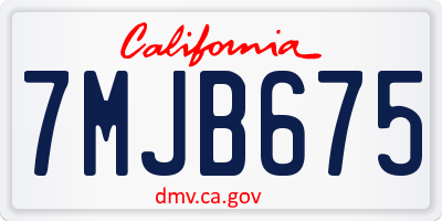 CA license plate 7MJB675