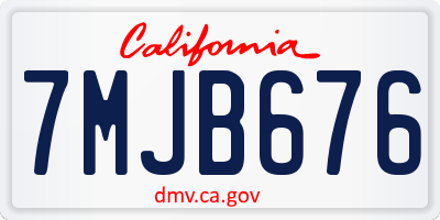 CA license plate 7MJB676