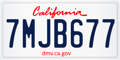 CA license plate 7MJB677