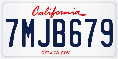 CA license plate 7MJB679
