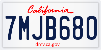 CA license plate 7MJB680