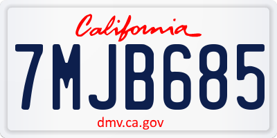 CA license plate 7MJB685