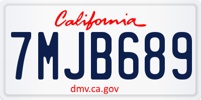 CA license plate 7MJB689