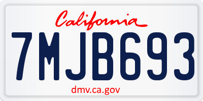 CA license plate 7MJB693