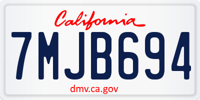 CA license plate 7MJB694