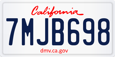 CA license plate 7MJB698
