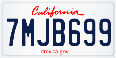 CA license plate 7MJB699