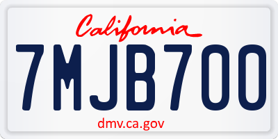CA license plate 7MJB700