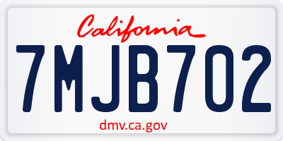 CA license plate 7MJB702