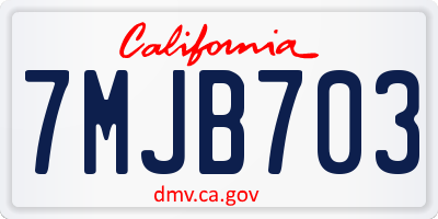 CA license plate 7MJB703