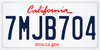 CA license plate 7MJB704