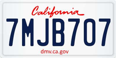 CA license plate 7MJB707
