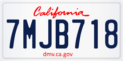 CA license plate 7MJB718