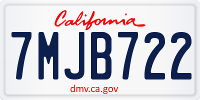 CA license plate 7MJB722