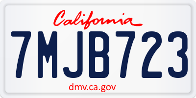 CA license plate 7MJB723