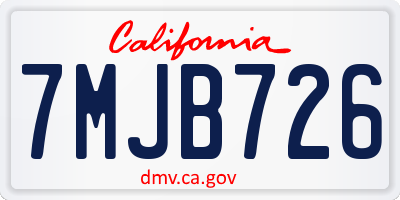 CA license plate 7MJB726