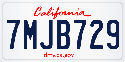 CA license plate 7MJB729