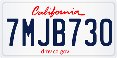 CA license plate 7MJB730