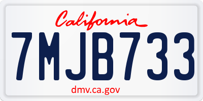 CA license plate 7MJB733