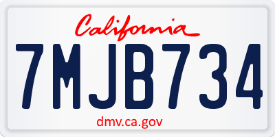 CA license plate 7MJB734