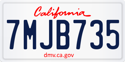 CA license plate 7MJB735