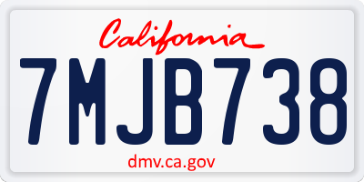 CA license plate 7MJB738