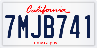 CA license plate 7MJB741