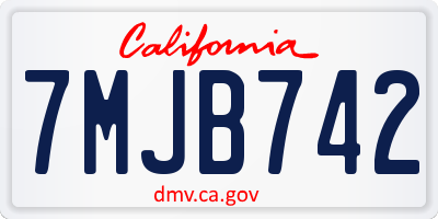 CA license plate 7MJB742
