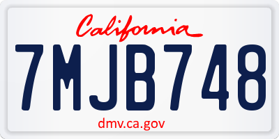 CA license plate 7MJB748