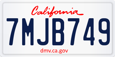 CA license plate 7MJB749