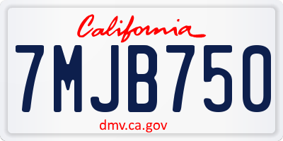 CA license plate 7MJB750