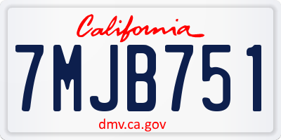 CA license plate 7MJB751