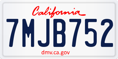 CA license plate 7MJB752