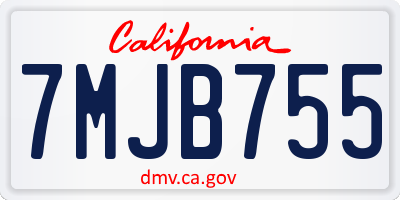 CA license plate 7MJB755