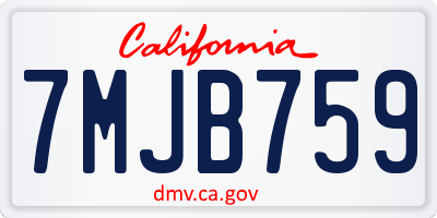CA license plate 7MJB759