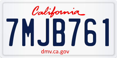 CA license plate 7MJB761
