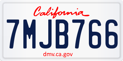 CA license plate 7MJB766