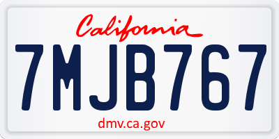 CA license plate 7MJB767