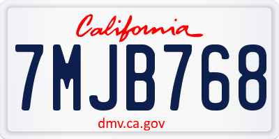 CA license plate 7MJB768