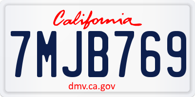 CA license plate 7MJB769