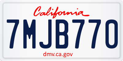 CA license plate 7MJB770