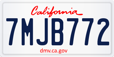 CA license plate 7MJB772