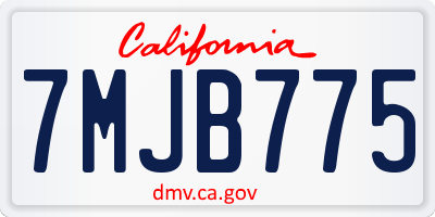 CA license plate 7MJB775