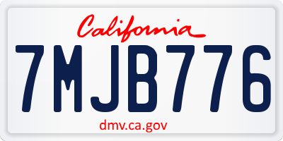 CA license plate 7MJB776