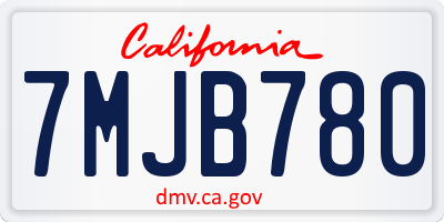CA license plate 7MJB780