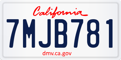 CA license plate 7MJB781